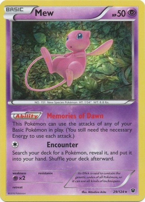 Pokemon Trading Card Game XY Fates Collide Holo Rare Mew #29 Reverse Holo Lightly Played、ToyWiz、kayou