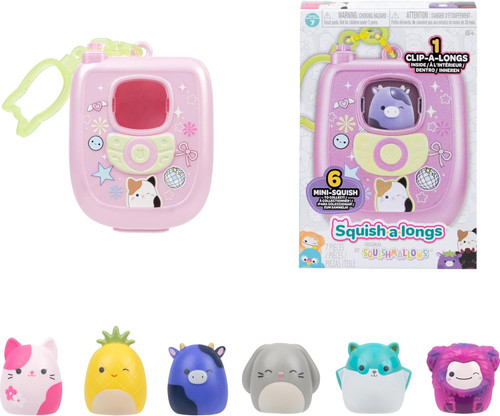 Squishmallows Squish-a-Longs Series 7 Flip Phone Bundle Pack 1-Inch Mini Figure Mystery 6-Pack 6 Mini-Squish + 1 Clip-a-Longs (Pre-Order ships September)、ToyWiz、kayou