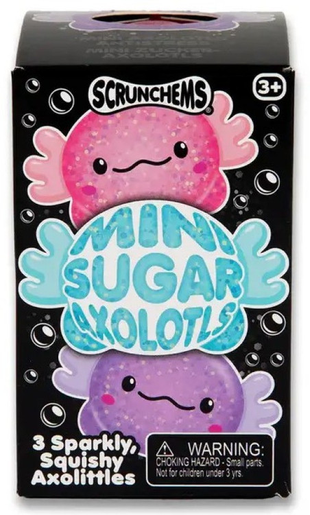 Scrunchems Mini Sugar Axolotl Sensory Stress Squishy Toy 3-Pack 3 RANDOM Color、ToyWiz、kayou