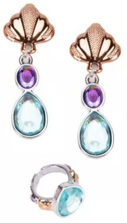 Disney Princess Style Collection Ariel Earrings & Ring Costume Jewelry Set for Kids、ToyWiz、kayou