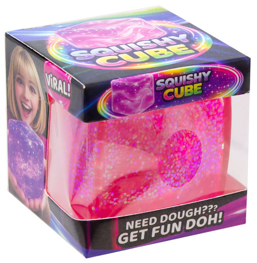 Fun Doh Squishy Cube PINK Squeeze Toy、ToyWiz、kayou