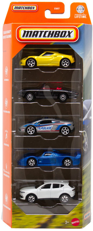 Matchbox Italian Roads Diecast Vehicle 5-Pack Alfa Romeo 4C, '67 Alfa Romeo Duetto, Gallardo Police, '04 Maserati MC12 & 2023 Alfa Romeo Tonale、ToyWiz、kayou