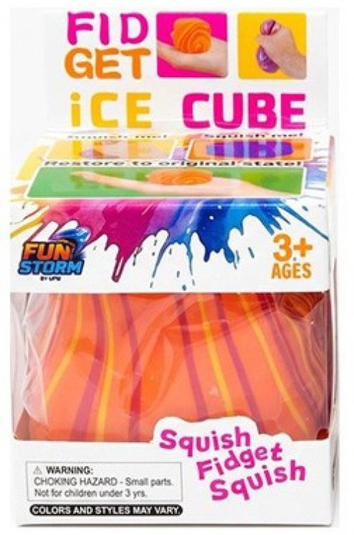 Fun Storm Fidget Ice Cube ORANGE Marble 2.4-Inch Squeeze Toy、ToyWiz、kayou