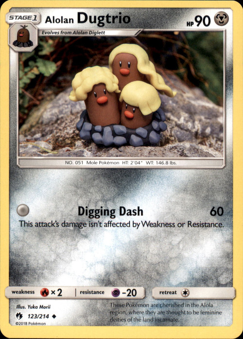 Pokemon Trading Card Game Sun & Moon Lost Thunder Uncommon Alolan Dugtrio #123 Reverse Holo Lightly Played、ToyWiz、kayou