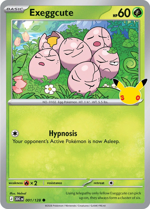 Pokemon Trading Card Game 30th Celebration Common Exeggcute #1、ToyWiz、kayou