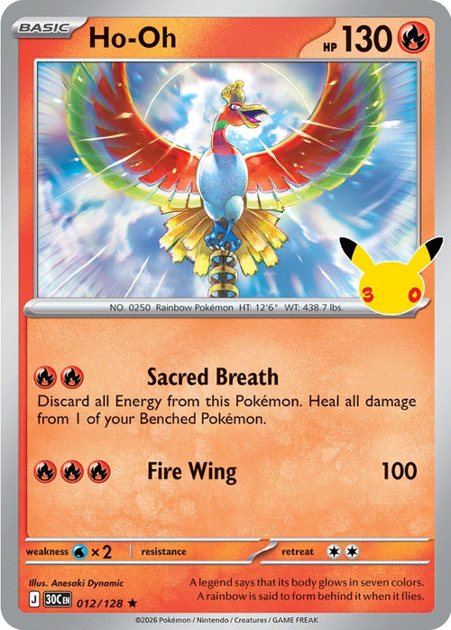 Pokemon Trading Card Game 30th Celebration Rare Ho-Oh #12、ToyWiz、kayou