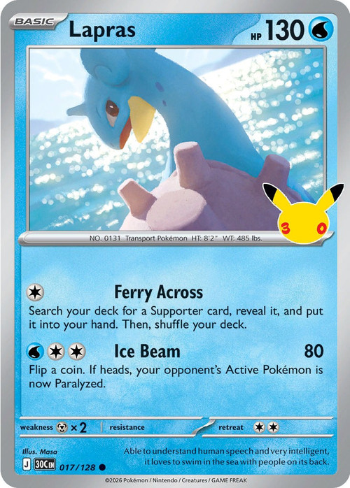 Pokemon Trading Card Game 30th Celebration Common Lapras #17、ToyWiz、kayou