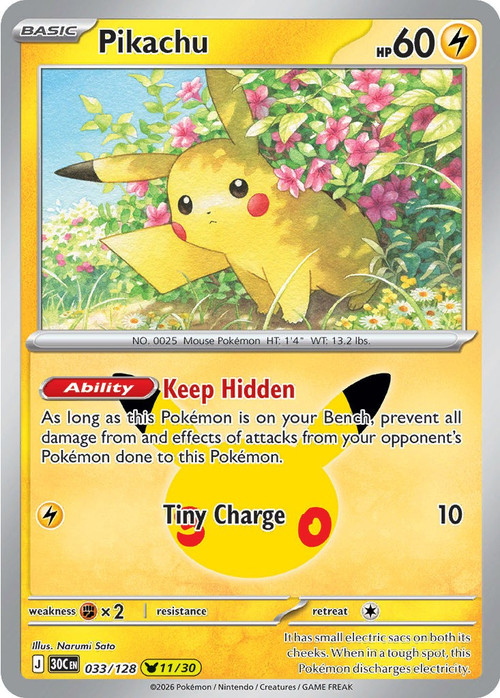 Pokemon Trading Card Game 30th Celebration Pika Rare Pikachu #33、ToyWiz、kayou