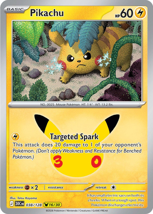 Pokemon Trading Card Game 30th Celebration Pika Rare Pikachu #38、ToyWiz、kayou