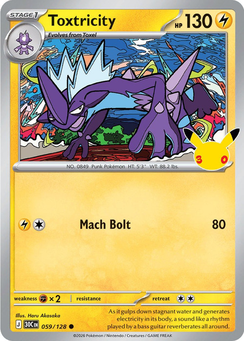Pokemon Trading Card Game 30th Celebration Common Toxtricity #59、ToyWiz、kayou
