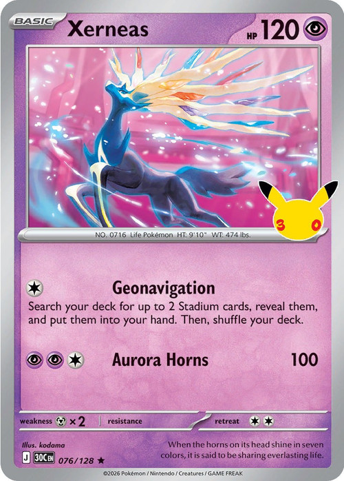 Pokemon Trading Card Game 30th Celebration Rare Xerneas #76、ToyWiz、kayou