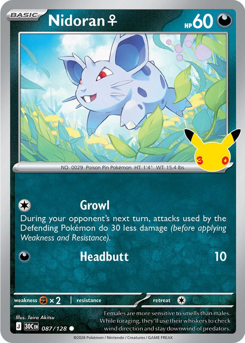 Pokemon Trading Card Game 30th Celebration Common Nidoran♀ #87、ToyWiz、kayou