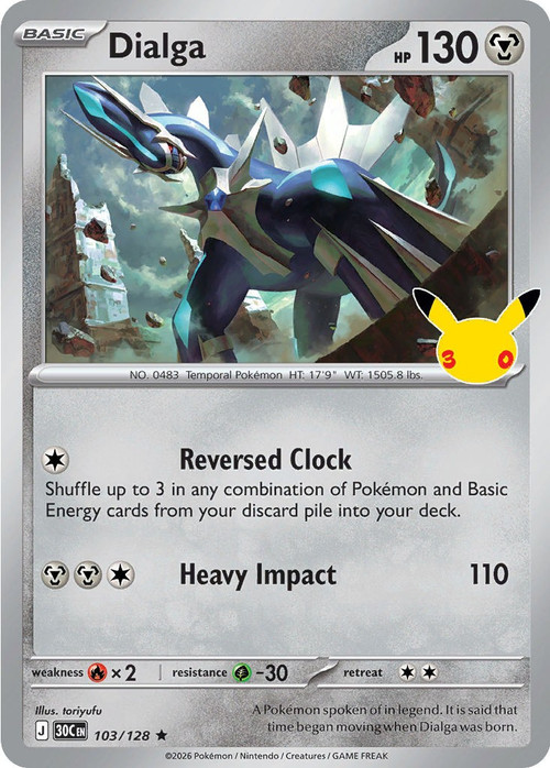 Pokemon Trading Card Game 30th Celebration Common Dialga #103、ToyWiz、kayou
