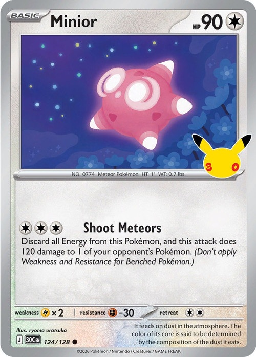Pokemon Trading Card Game 30th Celebration Common Minior #124、ToyWiz、kayou