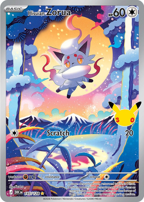 Pokemon Trading Card Game 30th Celebration Illustration Rare Hisuian Zorua #145、ToyWiz、kayou