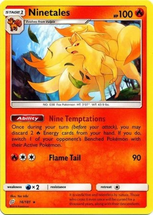 Pokemon Trading Card Game Sun & Moon Team Up Rare Ninetales #16 Reverse Holo、ToyWiz、kayou