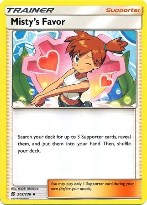 Pokemon Trading Card Game Sun & Moon Unified Minds Uncommon Misty's Favor #202 Reverse Holo Lightly Played、ToyWiz、kayou