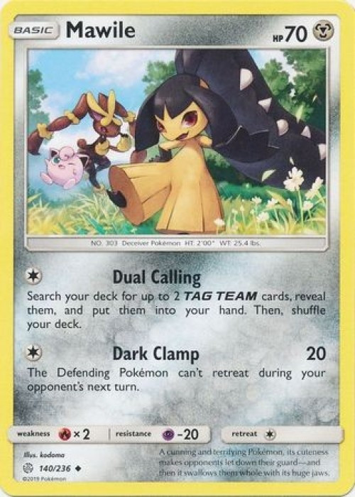 Pokemon Trading Card Game Sun & Moon Cosmic Eclipse Uncommon Mawile #140 Reverse Holo、ToyWiz、kayou