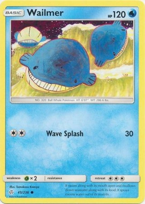 Pokemon Trading Card Game Sun & Moon Cosmic Eclipse Common Wailmer #45 Reverse Holo Lightly Played、ToyWiz、kayou