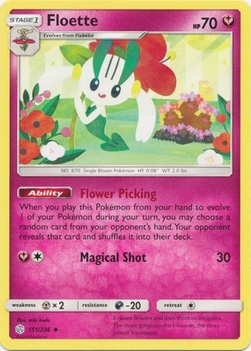 Pokemon Trading Card Game Sun & Moon Cosmic Eclipse Uncommon Floette #151 Reverse Holo、ToyWiz、kayou