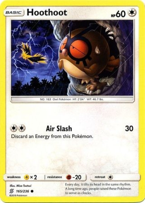 Pokemon Trading Card Game Sun & Moon Unified Minds Common Hoothoot #165 Reverse Holo Lightly Played、ToyWiz、kayou