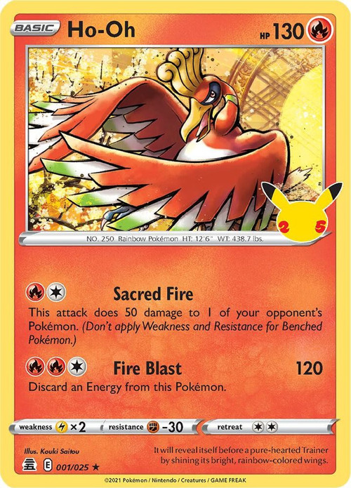 Pokemon Trading Card Game Celebrations Holo Rare Ho-Oh #1 Lightly Played、ToyWiz、kayou