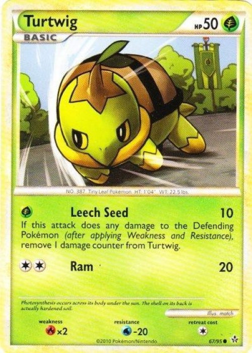 Pokemon HeartGold & Soulsilver Unleashed Common Turtwig #67 Reverse Holo Heavily Played、ToyWiz、kayou