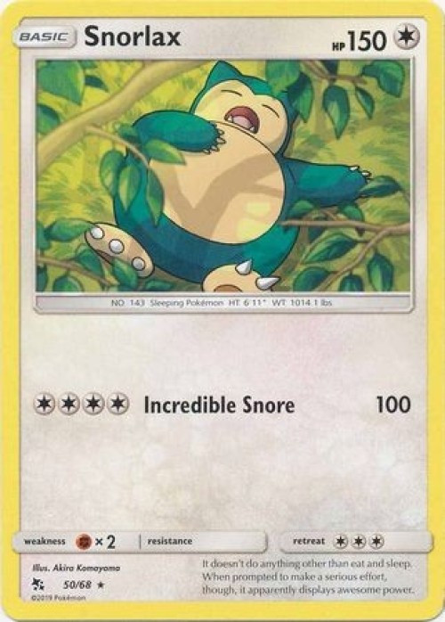 Pokemon Trading Card Game Hidden Fates Rare Snorlax #50 Reverse Holo、ToyWiz、kayou