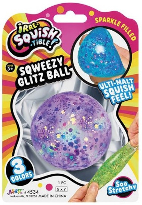 Irre-Squish-Tible! Sqweezy Glitz Ball PURPLE 2.5-Inch Squishy Toy、ToyWiz、kayou