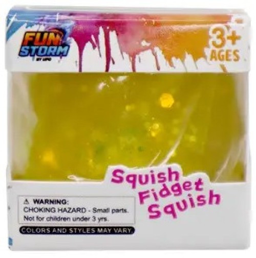 Fun Storm Glitter Ice Cube YELLOW 1.5-Inch Squeeze Toy、ToyWiz、kayou