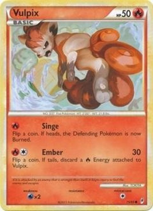 Pokemon Trading Card Game Call of Legends Common Vulpix #75 Reverse Holo Lightly Played、ToyWiz、kayou