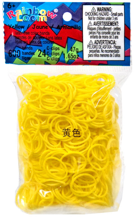 Rainbow Loom Yellow Rubber Bands Refill Pack 600 Count Twistz Bandz - ToyWiz