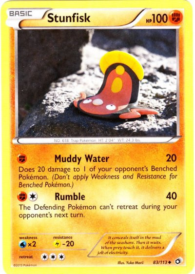 Pokemon Black White Legendary Treasures Single Card Uncommon Stunfisk 83 -  ToyWiz