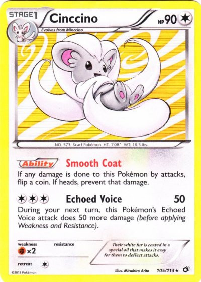 Pokemon Black White Legendary Treasures Single Card Rare Holo Cinccino 105 - ToyWiz Pokemon Black White Legendary Treasures Single Card Rare Holo Cinccino 105 - ToyWiz