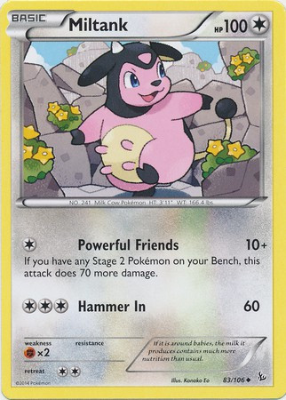 pokemon card miltank Trading Game XY Flashfire Single Card Uncommon 83 holofoil pattern or surface detail) Rare Miltank card from Upstate