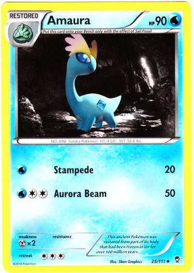 Pokemon X Y Furious Fists Single Card Uncommon Amaura 25 - ToyWiz