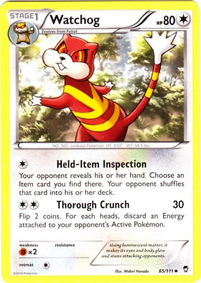 Pokemon X Y Furious Fists Single Card Uncommon Watchog 85 - ToyWiz Pokemon X Y Furious Fists Single Card Uncommon Watchog 85 - ToyWiz
