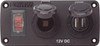 Blue Sea Water-Resistant 12V 15A Circuit Accessory Panel with 12v Socket and Dual USB 4363-BSS