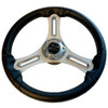 Schmitt Marine Torcello 14" Wheel - 03 Series - Polyurethane Wheel w/Chrome Trim &amp; Cap - Brushed Spokes - 3/4" Tapered Shaft - Retail Packaging PU033104-12R