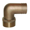 GROCO 1-1/4" NPT x 1-1/8" ID Bronze 90 Degree Pipe to Hose Fitting Standard Flow Elbow PTHC-1125