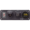 Blue Sea 4366 Water Resistant USB Accessory Panel - Circuit Breaker, 12V Socket, Dual USB Charger, Mini Voltmeter 4366