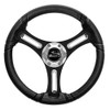 Schmitt Marine Torcello 14" Wheel - 03 Series - Polyurethane Wheel w/Chrome Spoke Inserts &amp; Cap - Black Brushed Spokes - 3/4" - Retail Packaging PU031104-12R