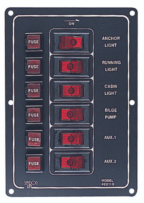 Sea Dog Marine Aluminum Switch Panel Six Switch (422110-1)