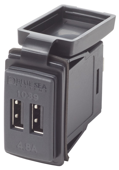 Blue Sea Dual USB 4.8A Charger Port 12/24vDC Switch Mount 1039-BSS