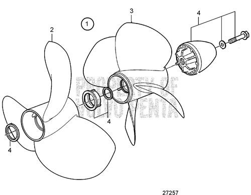 Volvo Penta J2 Front Aluminium Three Blade Left Hand Rotation Duoprop (21924222)