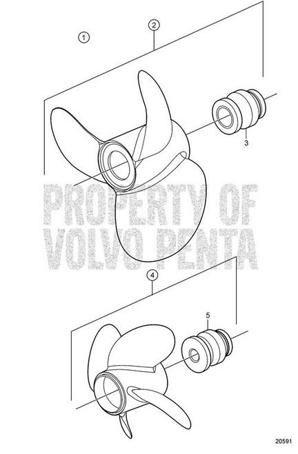 Volvo Penta A2 Front Aluminium Three Blade Left Hand Rotation Duoprop Diesel (854775)
