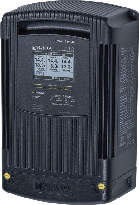 Blue Sea P12 Battery Charger 12v Output 120/230V Input 25Amp 3 Bank 7531-BSS