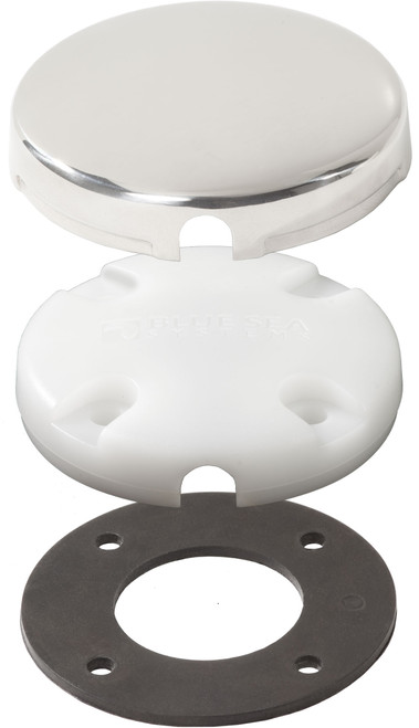Blue Sea Side Entry CableClam White Max Cable Dia 0.28in With Stainless Steel Cover 1007100-BSS