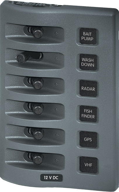 Blue Sea Weather Deck Panel 12v 6 Gang Switch Panel 4307-BSS