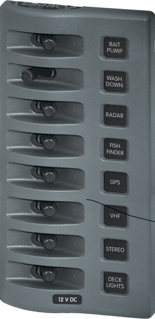 Blue Sea Weather Deck Panel 12v 8 Gang Switch Panel 4309-BSS